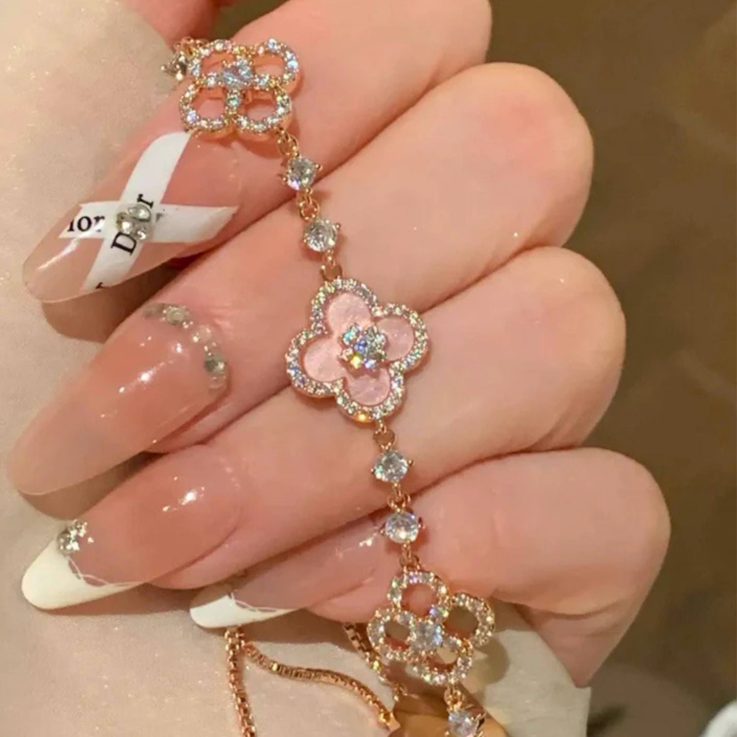 Sparkling Clover Charm Bracelet